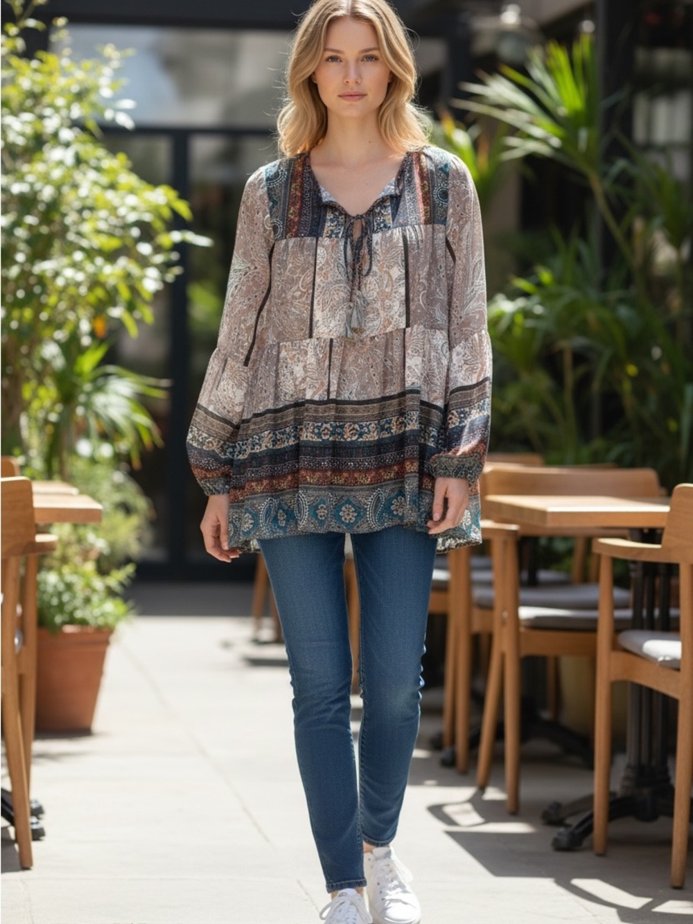 NWOT Cottagecore Knox Rose Multicolor Paisley Flowy Blouse